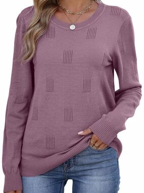 Women's Knit Crewneck Sweater in Mauve